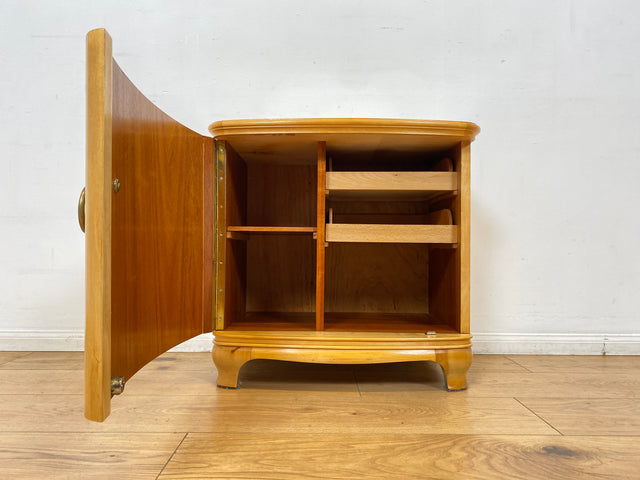WMK I 1/2 Formschöner heller und großer Mid-Century Nachttisch aus vollem Holz mit Schubladen & abnehmbarer Glasauflage I Nachtkommode Nachtschrank Night Stand Kommode Vintage 60er Berlin Leipzig Kiel