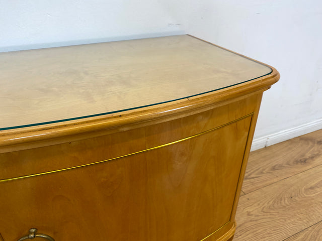 WMK I 1/2 Formschöner heller und großer Mid-Century Nachttisch aus vollem Holz mit Schubladen & abnehmbarer Glasauflage I Nachtkommode Nachtschrank Night Stand Kommode Vintage 60er Berlin Leipzig Kiel