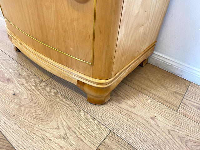 WMK I 1/2 Formschöner heller und großer Mid-Century Nachttisch aus vollem Holz mit Schubladen & abnehmbarer Glasauflage I Nachtkommode Nachtschrank Night Stand Kommode Vintage 60er Berlin Leipzig Kiel