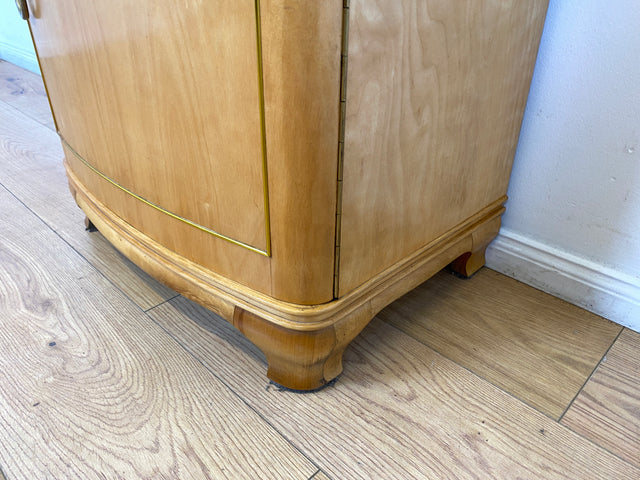 WMK I 1/2 Formschöner heller und großer Mid-Century Nachttisch aus vollem Holz mit Schubladen & abnehmbarer Glasauflage I Nachtkommode Nachtschrank Night Stand Kommode Vintage 60er Berlin Leipzig Kiel