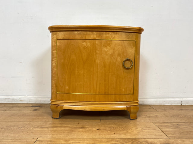 WMK I 1/2 Formschöner heller und großer Mid-Century Nachttisch aus vollem Holz mit Schubladen & abnehmbarer Glasauflage I Nachtkommode Nachtschrank Night Stand Kommode Vintage 60er Berlin Leipzig Kiel