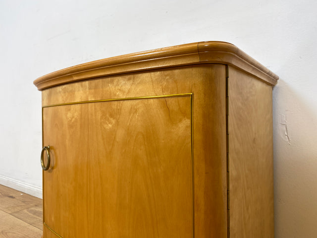 WMK I 1/2 Formschöner heller und großer Mid-Century Nachttisch aus vollem Holz mit Schubladen & abnehmbarer Glasauflage I Nachtkommode Nachtschrank Night Stand Kommode Vintage 60er Berlin Leipzig Kiel