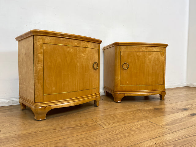 WMK I 1/2 Formschöner heller und großer Mid-Century Nachttisch aus vollem Holz mit Schubladen & abnehmbarer Glasauflage I Nachtkommode Nachtschrank Night Stand Kommode Vintage 60er Berlin Leipzig Kiel