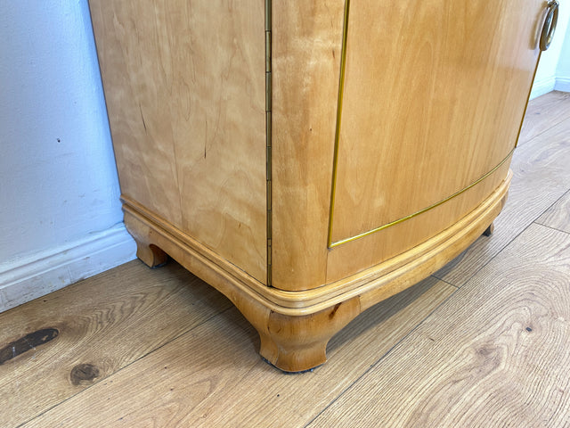 WMK I 1/2 Formschöner heller und großer Mid-Century Nachttisch aus vollem Holz mit Schubladen & abnehmbarer Glasauflage I Nachtkommode Nachtschrank Night Stand Kommode Vintage 60er Berlin Leipzig Kiel