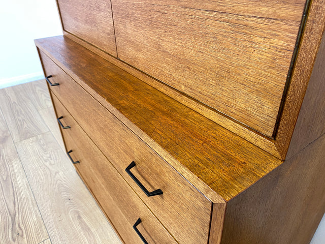 WMK # Stilvolles und sehr gut erhaltenes hohes & modulares Mid-Century Highboard aus 1960 in Teakholz mit Schubladen und Regal # Schrank Bücherschrank Wäscheschrank Regalwand Schrankwand Vintage Teak