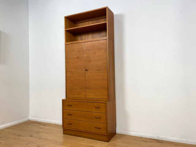 WMK # Stilvolles und sehr gut erhaltenes hohes & modulares Mid-Century Highboard aus 1960 in Teakholz mit Schubladen und Regal # Schrank Bücherschrank Wäscheschrank Regalwand Schrankwand Vintage Teak