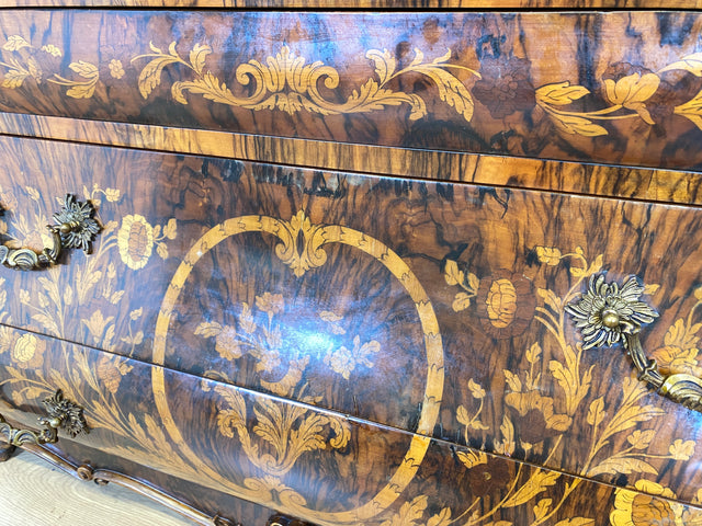 WMK Exklusiver und hochwertiger Stilmöbel Kabinettschrank im Stile des Louis XV mit wunderschönen Intarsien und Messinggriffen # Schrank Wohnzimmerschrank Highboard Geschirrschrank Barock Vintage