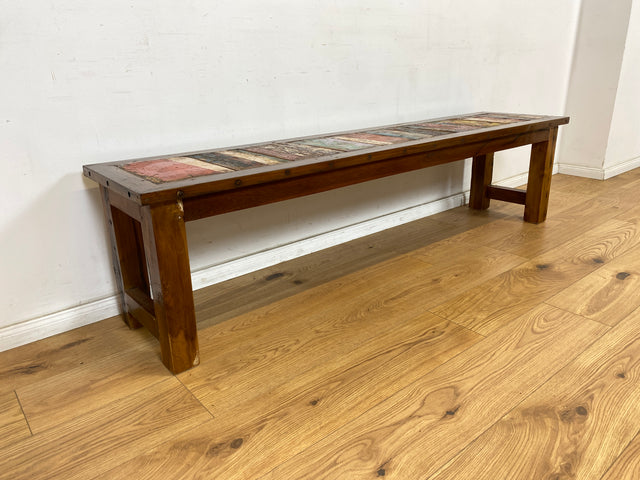 Boatwood by WMK # Sehr schöne und robuste 180cm lange Holzbank aus altem Bootsholz, ein handgefertigtes Unikat aus massivem Teakholz # Upcycling Sitzbank Bank Bench Küchenbank Gartenmöbel Balkonmöbel