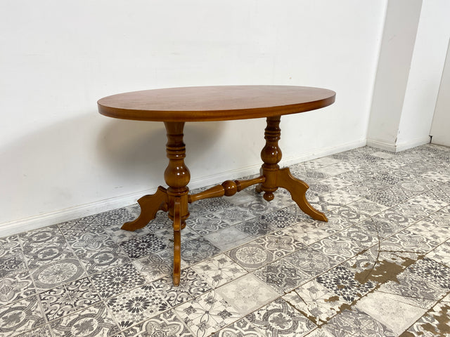 WMK Hübscher und gut erhaltener Couchtisch mit schönen gedrechselten Tischbeinen & wunderschöner Maserung # Salontisch Wohnzimmertisch Coffee Table Beistelltisch Stilmöbel Vintage # Lieferung möglich