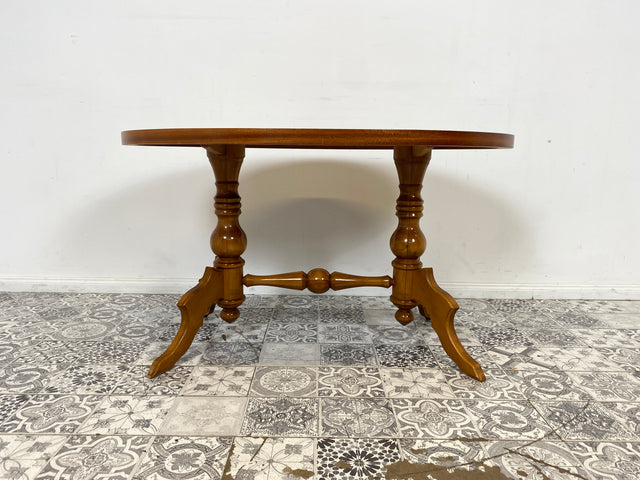 WMK Hübscher und gut erhaltener Couchtisch mit schönen gedrechselten Tischbeinen & wunderschöner Maserung # Salontisch Wohnzimmertisch Coffee Table Beistelltisch Stilmöbel Vintage # Lieferung möglich