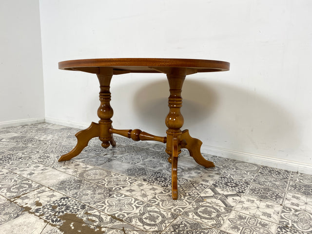 WMK Hübscher und gut erhaltener Couchtisch mit schönen gedrechselten Tischbeinen & wunderschöner Maserung # Salontisch Wohnzimmertisch Coffee Table Beistelltisch Stilmöbel Vintage # Lieferung möglich