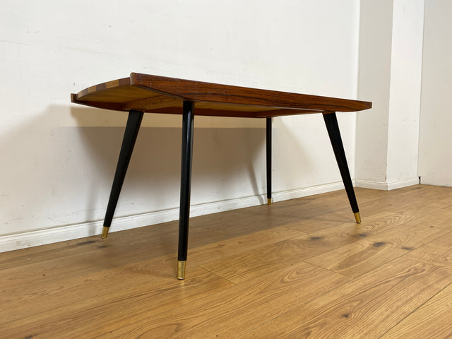 WMK Very pretty &amp; well-preserved mid-century coffee table from 1962 by Franz Widynski (Berlin) on period-typical conical feet # Living room table Sofa table Coffee table Retro Vintage Rockabilly