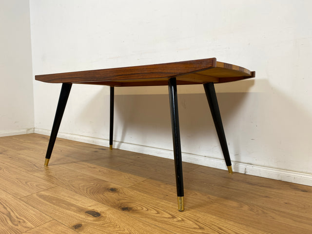 WMK Very pretty &amp; well-preserved mid-century coffee table from 1962 by Franz Widynski (Berlin) on period-typical conical feet # Living room table Sofa table Coffee table Retro Vintage Rockabilly