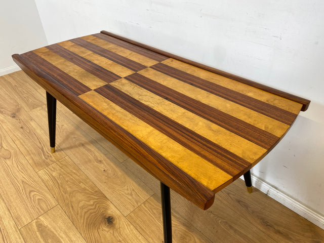 WMK Very pretty &amp; well-preserved mid-century coffee table from 1962 by Franz Widynski (Berlin) on period-typical conical feet # Living room table Sofa table Coffee table Retro Vintage Rockabilly