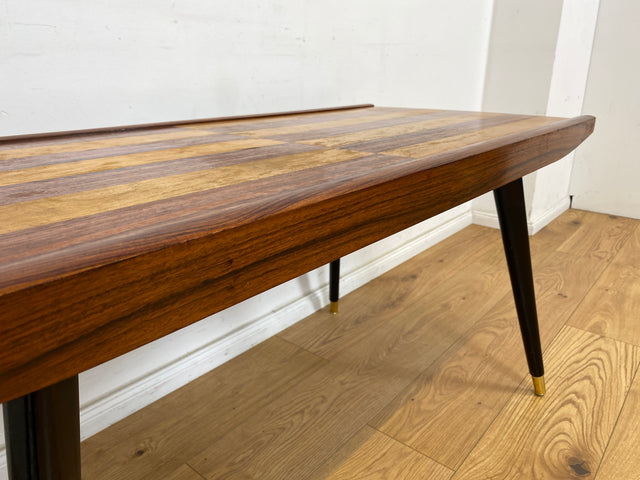 WMK Very pretty &amp; well-preserved mid-century coffee table from 1962 by Franz Widynski (Berlin) on period-typical conical feet # Living room table Sofa table Coffee table Retro Vintage Rockabilly