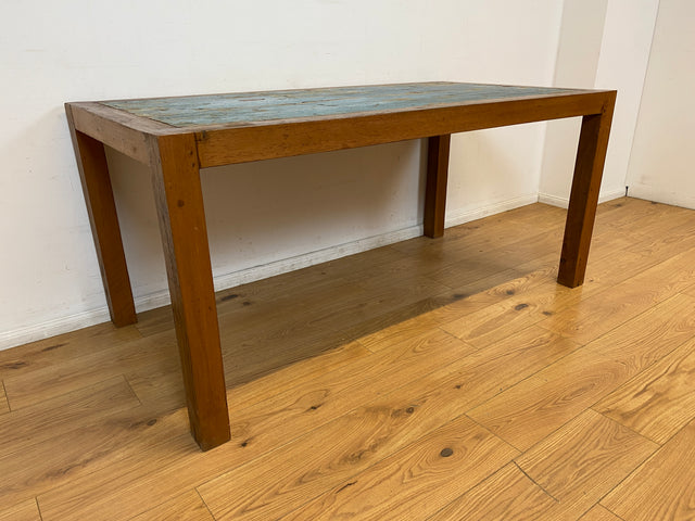 Boatwood by WMK # Einzigartiger 170x88cm großer Esstisch aus altem Bootsholz, ein handgefertigtes Unikat aus massivem Teakholz