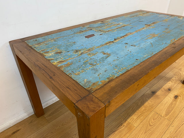 Boatwood by WMK # Einzigartiger 170x88cm großer Esstisch aus altem Bootsholz, ein handgefertigtes Unikat aus massivem Teakholz