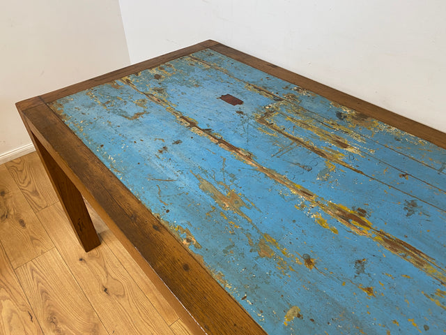 Boatwood by WMK # Einzigartiger 170x88cm großer Esstisch aus altem Bootsholz, ein handgefertigtes Unikat aus massivem Teakholz