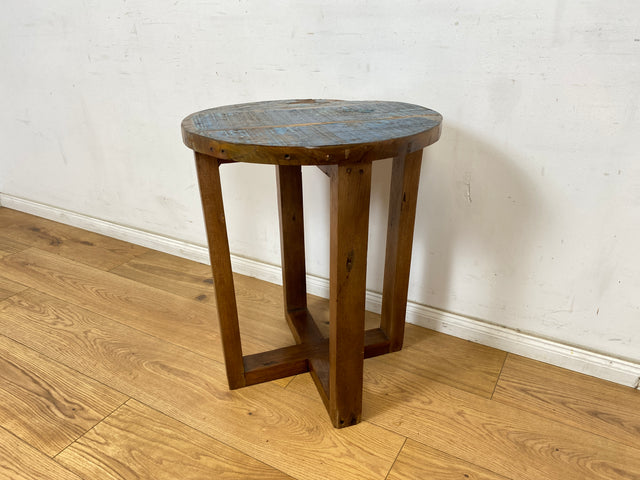 Boatwood by WMK I 100% nachhaltiger Couchtisch aus altem Bootsholz I handgefertigt aus Teakholz massiv I für In & Outdoor I bunter Wohnzimmertisch Beistelltisch Sofatisch Coffee Table Würfel Treibholz