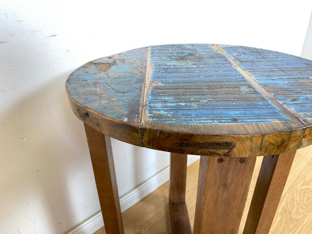 Boatwood by WMK I 100% nachhaltiger Couchtisch aus altem Bootsholz I handgefertigt aus Teakholz massiv I für In & Outdoor I bunter Wohnzimmertisch Beistelltisch Sofatisch Coffee Table Würfel Treibholz