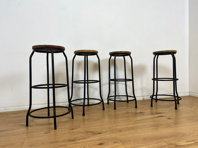 Boatwood by WMK # 1/4 Unique bar stools made of old boat wood on a new metal frame, handmade unique pieces made of solid teak wood # Bar chairs Stools Chairs Pub stools Kitchen chairs Bar Gastro