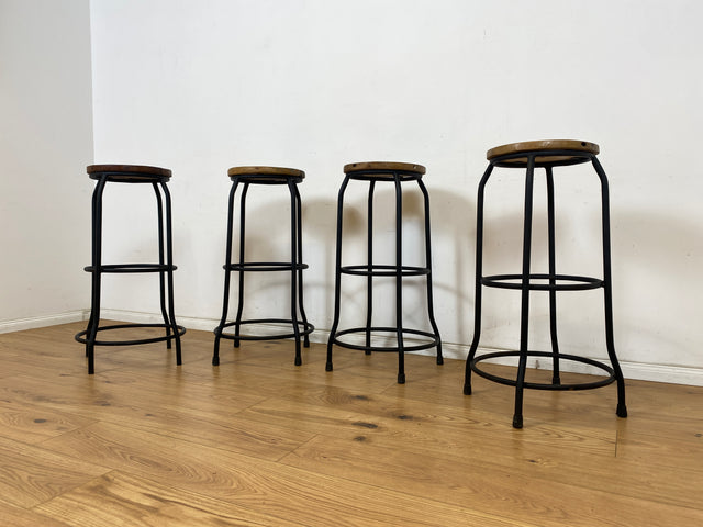 Boatwood by WMK # 1/4 Unique bar stools made of old boat wood on a new metal frame, handmade unique pieces made of solid teak wood # Bar chairs Stools Chairs Pub stools Kitchen chairs Bar Gastro