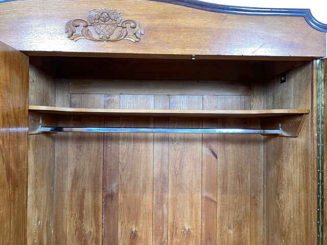 WMK Sehr imposanter und gut erhaltener antiker Kleiderschrank aus vollem Eichenholz mit Spiegeltür # Schrank Wäscheschrank Schlafzimmerschrank Dielenschrank Bauernschrank Wardrobe Vintage Jugendstil