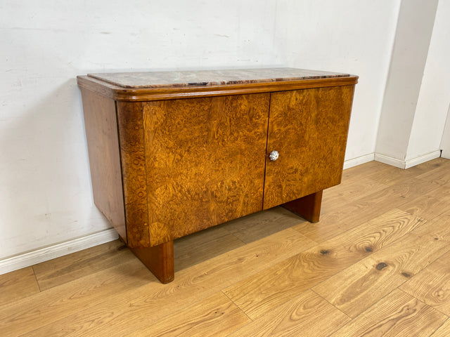 WMK Besonders schöne und gut erhaltene Art Deco Kommode aus 1939, Vollholz mit vornehmer Marmorauflage # Marmorkommode Schrank Anrichte Sideboard Flurkommode Schuhschrank Wäschekommode Antik Vintage