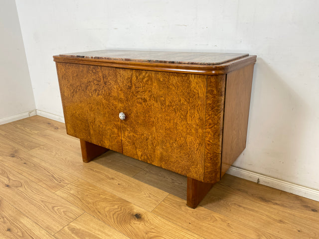 WMK Besonders schöne und gut erhaltene Art Deco Kommode aus 1939, Vollholz mit vornehmer Marmorauflage # Marmorkommode Schrank Anrichte Sideboard Flurkommode Schuhschrank Wäschekommode Antik Vintage