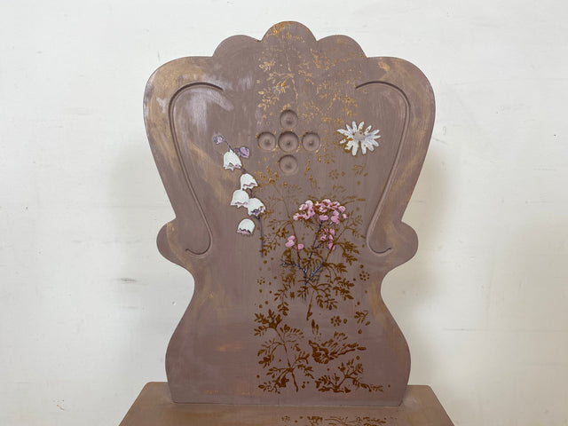 WMK Einzigartiger und kunstvoll handbemalter Holzstuhl mit wunderschönem handbemaltem Blumenmuster # Stuhl Küchenstuhl Chair Herrendiener Brettstuhl Bauernstuhl Landhaus Deko Beistelltisch Vintage