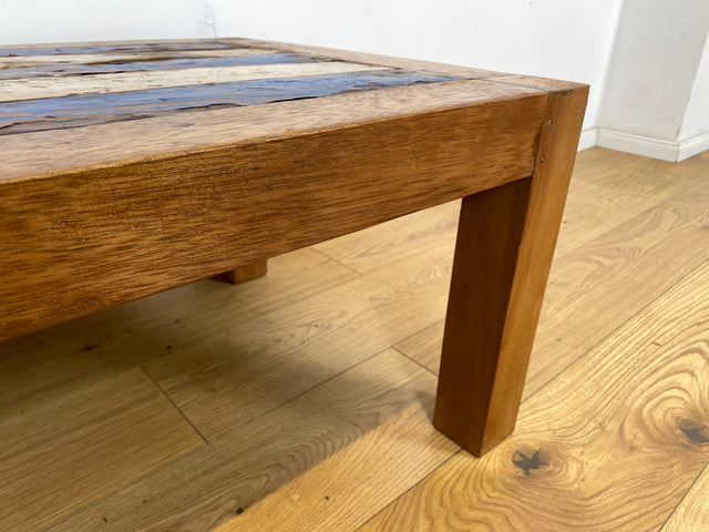 Boatwood by WMK # Schöner & massiver kleiner Couchtisch aus altem Bootsholz, ein handgefertigtes Unikat aus massivem Teakholz # Wohnzimmertisch Tisch Coffee Table Beistelltisch Bootsmöbel Blumentisch