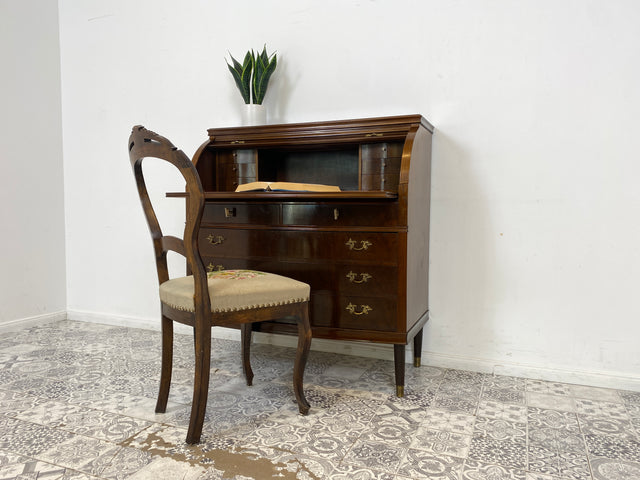 WMK Hochwertiger & sehr gut erhaltener skandinavischer Mid-Century Sekretär aus vollem Holz mit Ausziehplatte # Schreibschrank Schreibtisch Desk Kommode Schubladenkommode Wäschekommode Schrank Vintage