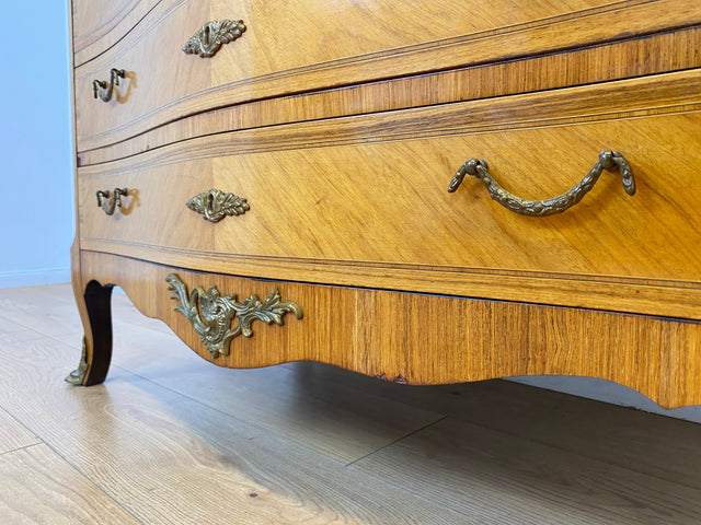 WMK # Vornehmer und gut erhaltener dänischer 60er Jahre Sekretär im Stil Louis XVI aus vollem Holz, mit feinen Intarsien # Sekretär Schreibschrank Schreibtisch Kommode Desk Barock Rokoko XV Vintage