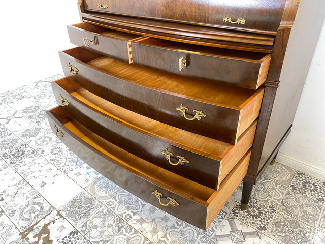 WMK Hochwertiger & sehr gut erhaltener skandinavischer Mid-Century Sekretär aus vollem Holz mit Ausziehplatte # Schreibschrank Schreibtisch Desk Kommode Schubladenkommode Wäschekommode Schrank Vintage