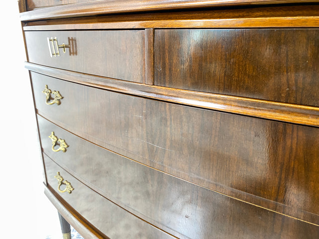 WMK Hochwertiger & sehr gut erhaltener skandinavischer Mid-Century Sekretär aus vollem Holz mit Ausziehplatte # Schreibschrank Schreibtisch Desk Kommode Schubladenkommode Wäschekommode Schrank Vintage