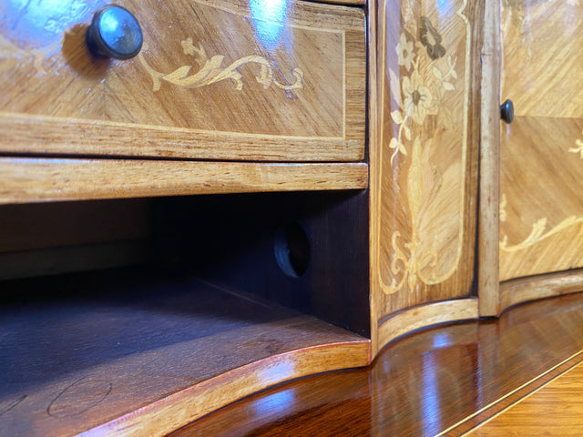 WMK # Vornehmer und gut erhaltener dänischer 60er Jahre Sekretär im Stil Louis XVI aus vollem Holz, mit feinen Intarsien # Sekretär Schreibschrank Schreibtisch Kommode Desk Barock Rokoko XV Vintage