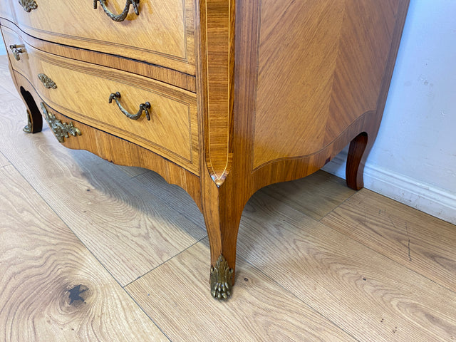 WMK # Vornehmer und gut erhaltener dänischer 60er Jahre Sekretär im Stil Louis XVI aus vollem Holz, mit feinen Intarsien # Sekretär Schreibschrank Schreibtisch Kommode Desk Barock Rokoko XV Vintage