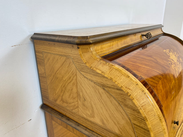 WMK # Vornehmer und gut erhaltener dänischer 60er Jahre Sekretär im Stil Louis XVI aus vollem Holz, mit feinen Intarsien # Sekretär Schreibschrank Schreibtisch Kommode Desk Barock Rokoko XV Vintage