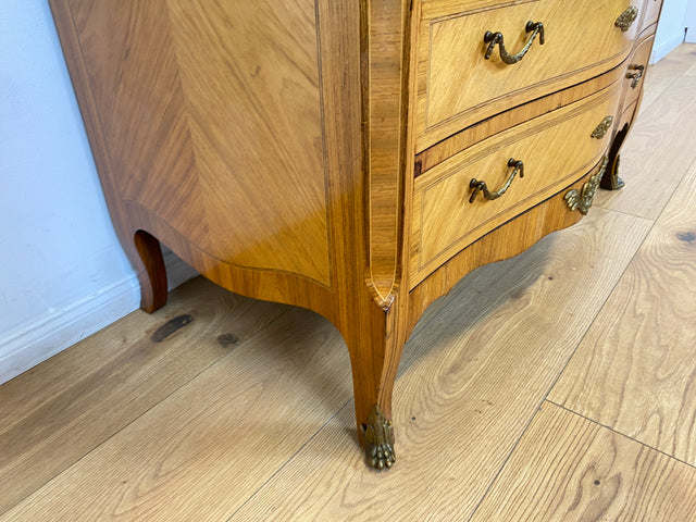 WMK # Vornehmer und gut erhaltener dänischer 60er Jahre Sekretär im Stil Louis XVI aus vollem Holz, mit feinen Intarsien # Sekretär Schreibschrank Schreibtisch Kommode Desk Barock Rokoko XV Vintage