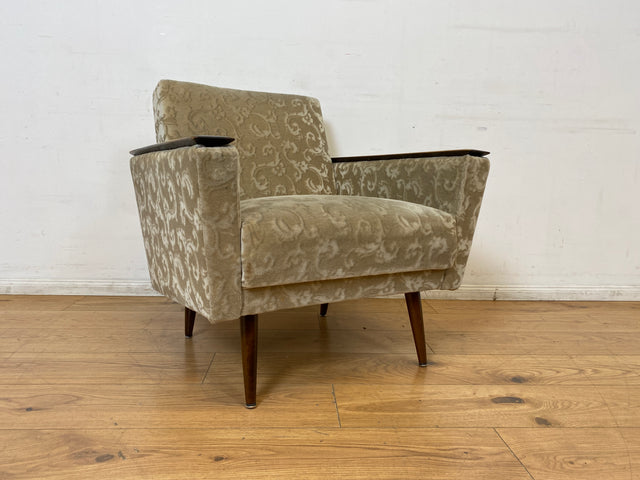 WMK Stilvoller und gut erhaltener Mid-Century Sessel mit Originalbezug und edlem Holzgestell