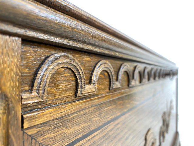 WMK Wunderschöne und sehr gut erhaltene schwedische Jugendstil Anrichte aus vollem Eichenholz mit Schubladen # Kommode Wäschekommode Schrank Sideboard Flurkommode Flurschrank Konsole Antik Vintage