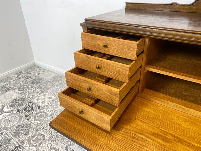 WMK Wunderschöne und sehr gut erhaltene schwedische Jugendstil Anrichte aus vollem Eichenholz mit Schubladen # Kommode Wäschekommode Schrank Sideboard Flurkommode Flurschrank Konsole Antik Vintage