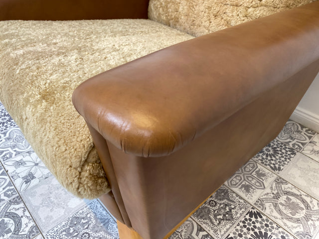 WMK Kultiger, äußerst bequemer und gut erhaltener Space Age Sessel mit plüschigem Sitzbezug und Kunstleder Umrandung # Clubsessel Lesesessel Ledersessel Sitzgarnitur Vintage Mid-Century 70er Retro