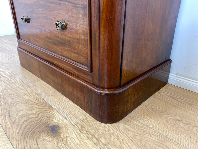 WMK Seltener englischer antiker Kleiderschrank aus vollem Holz mit Spiegeltür, Schublade & Messinggriffen # schmaler Schrank Wäscheschrank Vertiko Dielenschrank Garderobe Vintage Biedermeier Regency