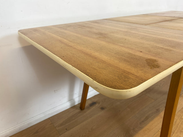 WMK Formschöner und gut erhaltener Mid-Century Esstisch , ausziehbar mit integrierter Ausziehplatte und konischen Füße # Tisch Holztisch Esszimmertisch Küchentisch Dining Table Vintage Retro 60er