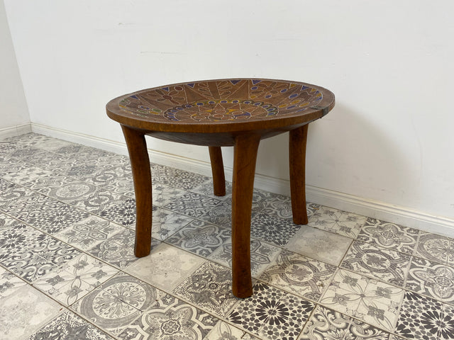 WMK Wunderschöner handgearbeiteter und kunstvoll handbemalter Holztisch , vermutlich Afrikanisch # Tisch Teetisch coffee table Beistelltisch Couchtisch Schale Vintage - Lieferung möglich