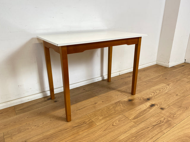 WMK Hübscher & sehr gut erhaltener kleiner 60er Jahre Küchentisch mit pflegeleichter plastizierter Tischplatte # Tisch Esstisch Esszimmertisch Holztisch Dining Table Retro Mid-Century Vintage Resopal