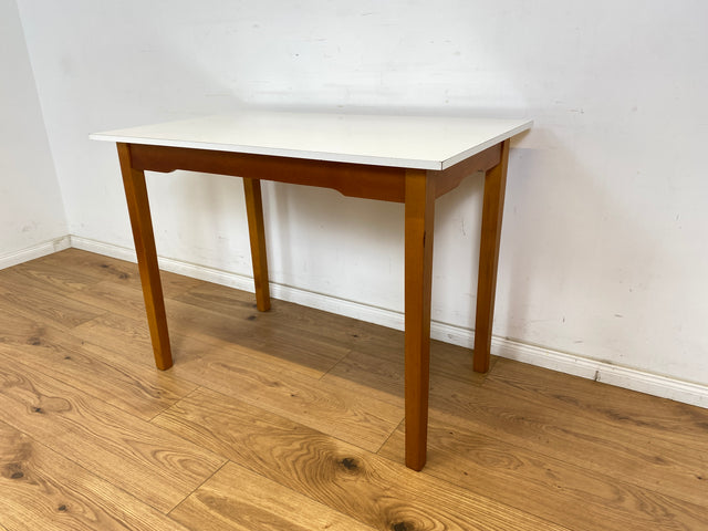 WMK Hübscher & sehr gut erhaltener kleiner 60er Jahre Küchentisch mit pflegeleichter plastizierter Tischplatte # Tisch Esstisch Esszimmertisch Holztisch Dining Table Retro Mid-Century Vintage Resopal