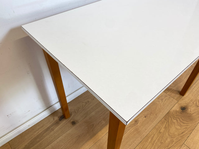 WMK Hübscher & sehr gut erhaltener kleiner 60er Jahre Küchentisch mit pflegeleichter plastizierter Tischplatte # Tisch Esstisch Esszimmertisch Holztisch Dining Table Retro Mid-Century Vintage Resopal