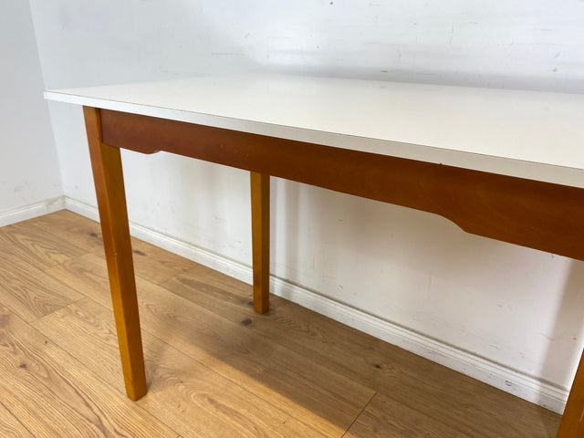 WMK Hübscher & sehr gut erhaltener kleiner 60er Jahre Küchentisch mit pflegeleichter plastizierter Tischplatte # Tisch Esstisch Esszimmertisch Holztisch Dining Table Retro Mid-Century Vintage Resopal